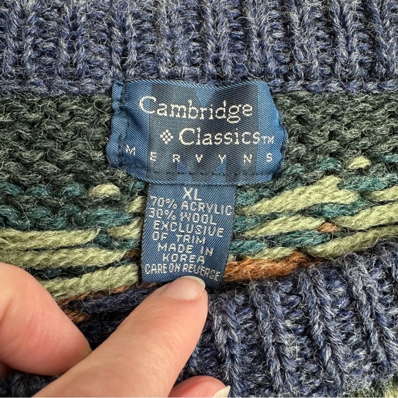 Vintage Cambridge Classics Men’s Large Knit Oversized Wool Sweater XL - Picture 13 of 16